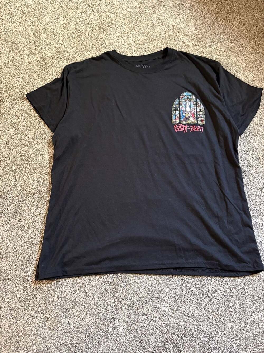 2Monkeys Saint-Jean de Montmartre Graphic T-Shirt Stained Glass Print Black 2XL